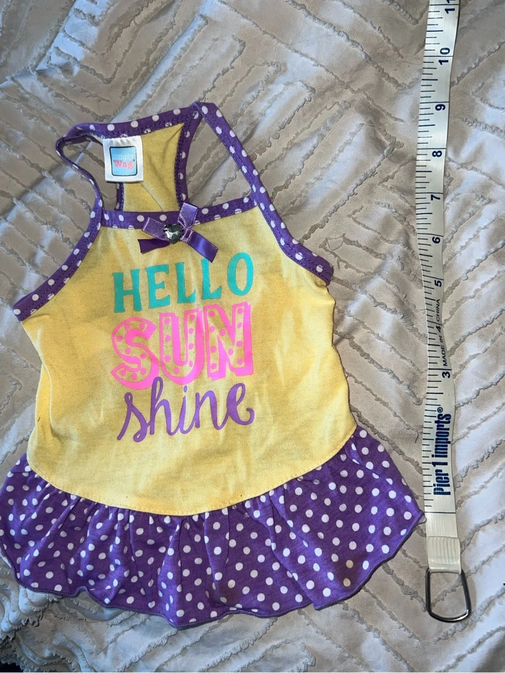 Dog Hello Sunshine Yellow & Purple Polka Dot Sundress